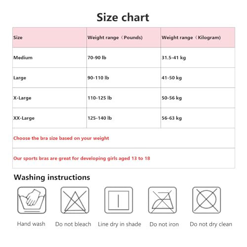 2 Pack Teen Girls' 13-18 Sports Bras with Breathable Pads, Comfortable Training Bras for Growing Girls4