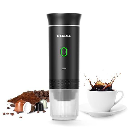 Image of MIEKLALE Portable Electric Espresso Machine,Self-Heating Electric Coffee Maker with Type-C, Compatible with Ground Coffee & NS Capsule for Travel,Outdoor
