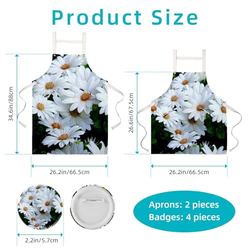 Tablier de cuisine à fleurs blanches One Large avec 4 broches - 2
