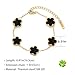 TICVSS Four Leaf Clover Bracelet for Women 18K Gold Plated Stainless Steel Lucky 4 Leaf Gold Link Bracelet Jewelry Gift for Women (Black)