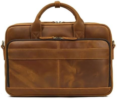 Men's Leather Briefcase Retro Business Commuter Bag Laptop Handbag