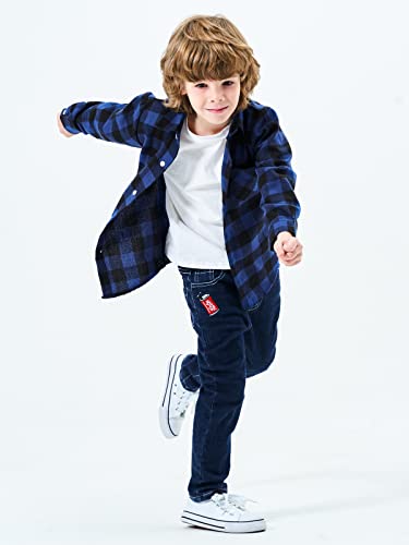 Image of OCHENTA Men's & Boys Flannel Shirts Button Down Long Sleeve Plaid Shirt Family Matching Outfits