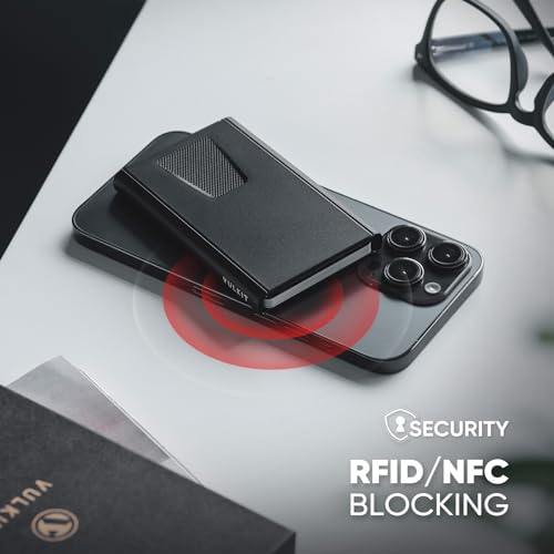 Image of VULKIT Credit Card Holder for Men, Aluminum POP UP RFID Blocking Card Case, Black
