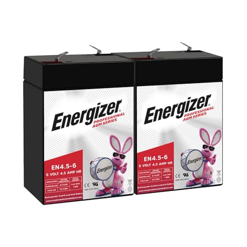 Energizer EN4.5-6 - 2 Pack - 6 Volt 4.5 Amp Hr, Long Lasting Sealed Lead Acid AGM Rechargeable...