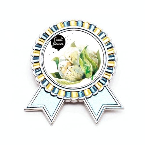 Broche chou-fleur métal aquarelle motif légume sain M