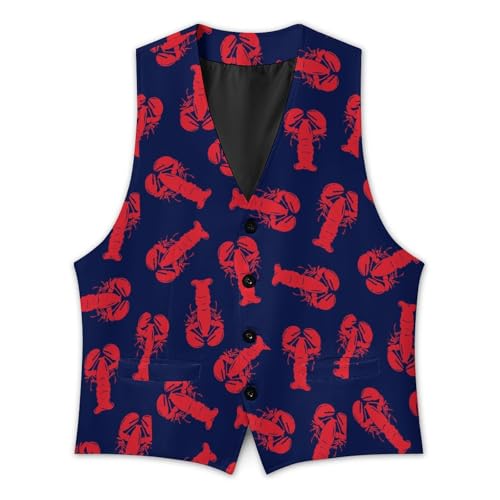 Red Lobster Funny Men's Formal Suit Vest Casual Business Dress Waistcoat Printed Vest Slim Fit2