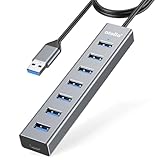 【Hub USB 3.0 à 8 ports】Ce hub USB 3.0 étend la connectivité de votre ordinateur portable de bureau avec 7 ports USB 3.0, idéal pour connecter plusieurs périphériques tels que claviers, souris, imprimantes, disques durs, etc.