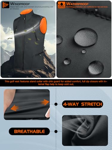 FREE SOLDIER Men's Lightweight Golf Vests Outerwear Windproof Reversible Sleeveless Softshell Jackets for Travel Running Hiking Fishing Hunting4