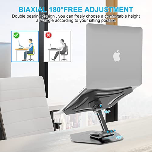 Swivel-Adjustable-Laptop-Stand-360-Rotating-of-Aluminum-Laptop-Stand-for-Desk-Laptop-Riser-with-Mechanical-Sound-Laptop-Computer-Stand-Compatible-with-10-173-inch-Laptop-Gray