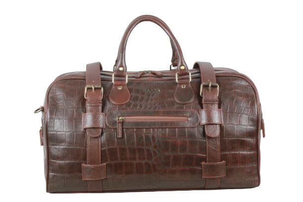 H Haans The Leather Store Traveller Croco Genuine Leather Duffle Bag for Men and Women | Croco-Textured Travel & Gym Weekender | Sophisticated Look | No Wheels | Ideal for Stylish Trips-image-11