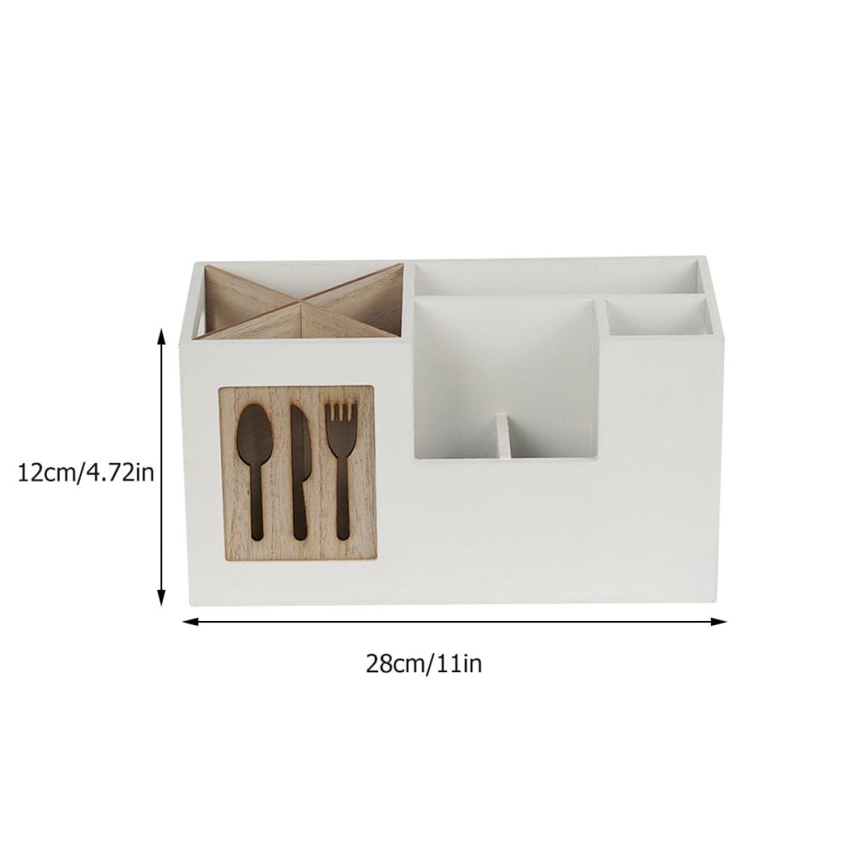 jojofuny Organisateur Cuisine Résistante aux Rayures en Bois Blanc Boîte de Rangement pour Ustensiles Cuisine pour Plan de Travail à Domicile