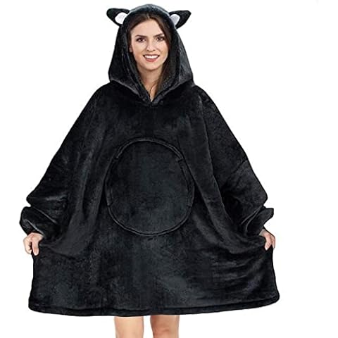 Lansru Blanket Hoodie Wearable Blanket Oversized Sweatshirt for Women and Men Teens Soft Warm Pullover,Thick Flannel Blanket with Sleeves and Giant Pocket Cover