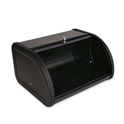 X458 Metal Bread Box/Bin/Kitchen Storage Containers With Roll Top Lid (Black) #TOP7