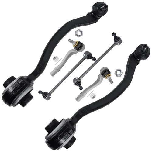 Image of Detroit Axle - Front End Suspension Kit for Mercedes-Benz C230 C240 C280 CLK320 CLK350 CLK500, C32 CLK55 AMG, 2 Lower Rearward Control Arms with Ball Joint 2 Outer Tie Rods 2 Sway Bars Replacement