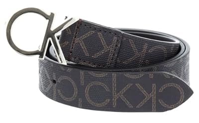 Calvin Klein Cinturón para Mujer Ck Mono Belt 3 cm de Cuero Marrón Brown Mono 90 cm