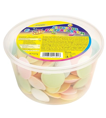 Woogie Fliegende Untertassen – 127 g ca. 100 Stück – Bunte Brause-UFOs aus Esspapier – Für Partys, Kindergeburtstage & Candy Bars – Inkl. Naschwerk® Sticker