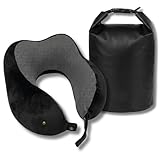 Backpacker's Journey Nackenkissen Reise & Flugzeug Memory Foam – Ergonomisches Nackenhörnchen inkl. Wasserdichter Tasche (Dry Bag) zur Befestigung am Gepäck – 6-Fach Verstellbar & Waschbar