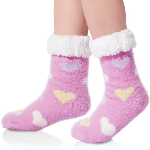 Image of Abodhu Warm Slipper Socks for Women - Fuzzy, Thick, Cozy Sherpa Lined Socks with Non-Slip Bottoms