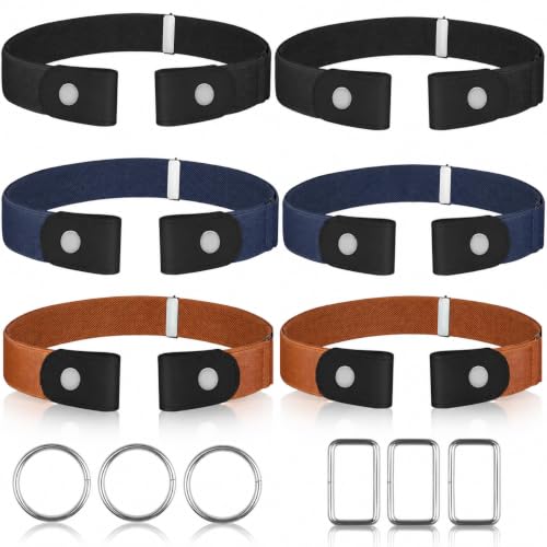 Image of 【4 Pcs】No Buckle Stretch Belt for Women and Men Elastic Waist Belt Invisible Belts for Jeans Pants