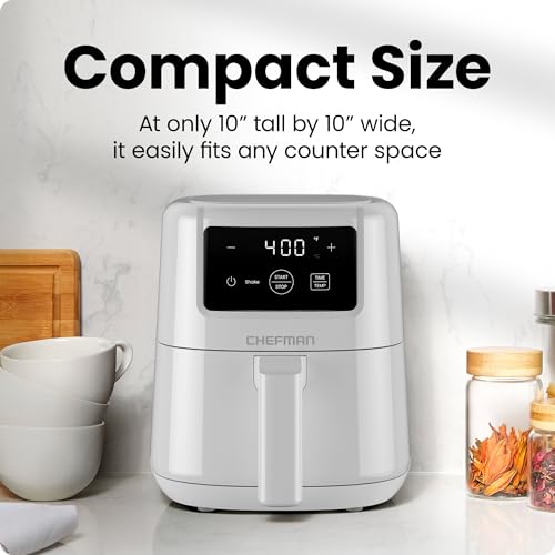 Image of CHEFMAN 2 Qt Mini Air Fryer - Digital Space-Saving Compact Air Fryer with Nonstick and Dishwasher Safe Basket, Quick & Easy Meals in Minutes, Features Digital Timer and Shake Reminder - White
