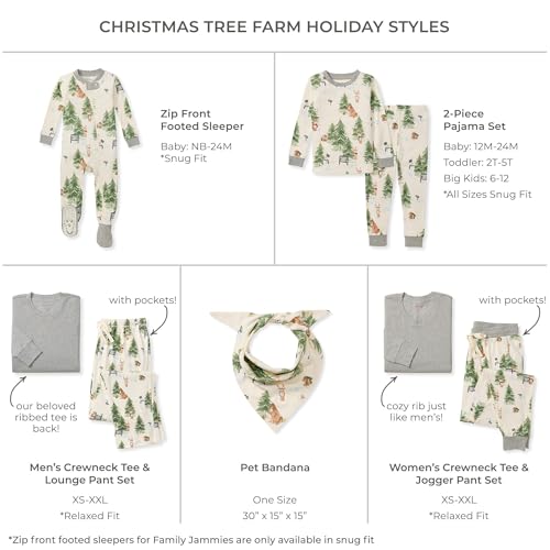 Burt's Bees Baby Baby Mens Family Pajamas Matching Sets-Organic Cotton PJs for Kids, Toddlers, Adults, Christmas Tree Farm, X Small2