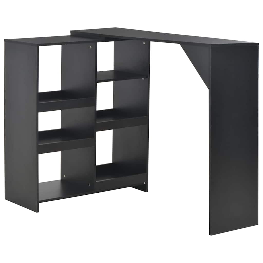 Mesa de bar negra para optimizar comedores con estante móvil moderno