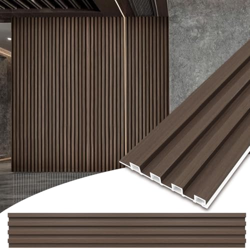 Decorative 3D Wall Panels 12Pcs 100x16cm in Wood Slat Design Waterproof Wall Covering for Interior Wall Decor PVC Modern Wood Grain Textured Accent Wall Paneling for Living Room TV Background Office