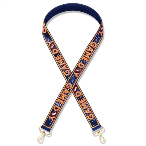 Image of YAHPERN Beaded Purse Straps Game Day Purse Strap Replacement Sequin Crossbody Football Purse Strap for Stadium Clear Bag