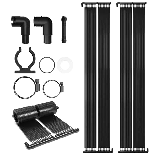 AufuN Colector solar para piscina de 400 x 70 cm, calefacción solar para piscina y piscina, plástico resistente a los rayos UV, ampliable, alfombrilla solar de agua caliente para calefacción