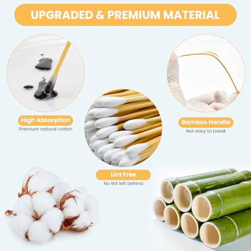 Image of 500PCS 6 inch Cotton Swabs in Storage Box, Long Cotton Swab with Wooden Sticks | Lint Free, Highly Absorbent Single Tipped Applicators for Makeup, Pet Care, Home Cleaning