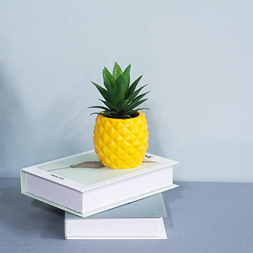 Artificial Succulent Potted Pineapple Decor - Fake Pineapple Home Office Kitchen Table Decoration (Yellow) #TOP3