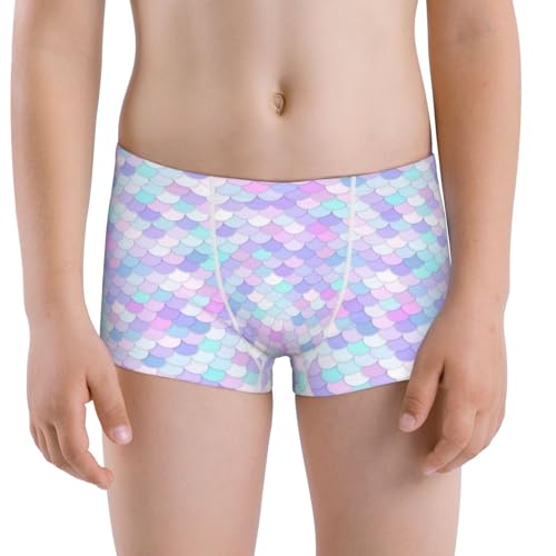 Boys' Cotton Boxer Brief Soft Underwear-Rainbow Scales