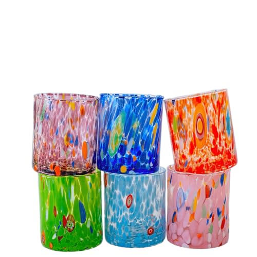 MurArt Bicchieri di Murano Set da 6 bicchieri da 300ml Collezione Tower in vetro soffiato a mano in lavorazione artigianale Made in Italy
