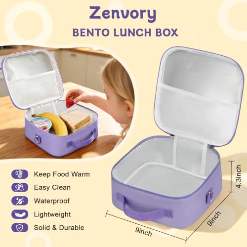 Image of Kids Lunch Box with Lunch Bag Bento (Purple)