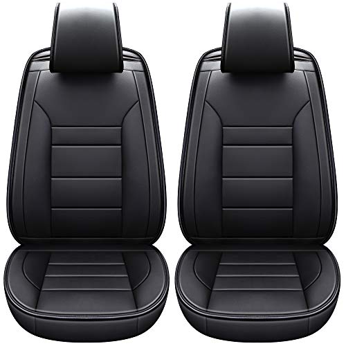 INCH Empire 2 Front Car Seat Cover-Simple Style Water Proof Leatherette Cushion Universal Fit for Sedan SUV Truck Hatchback Durable Use(2 Front Black Line)