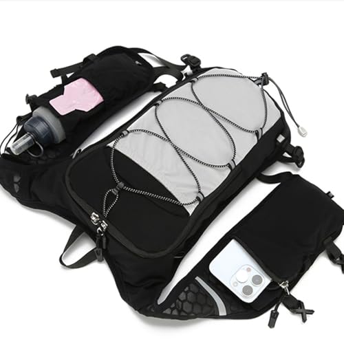 Jlobnyiun Mochila de hidratación Running, Mochila de agua para carreras | Paquete de día de vejiga al aire libre para hombres | Paquete de día con espalda reflectante para acampar senderismo