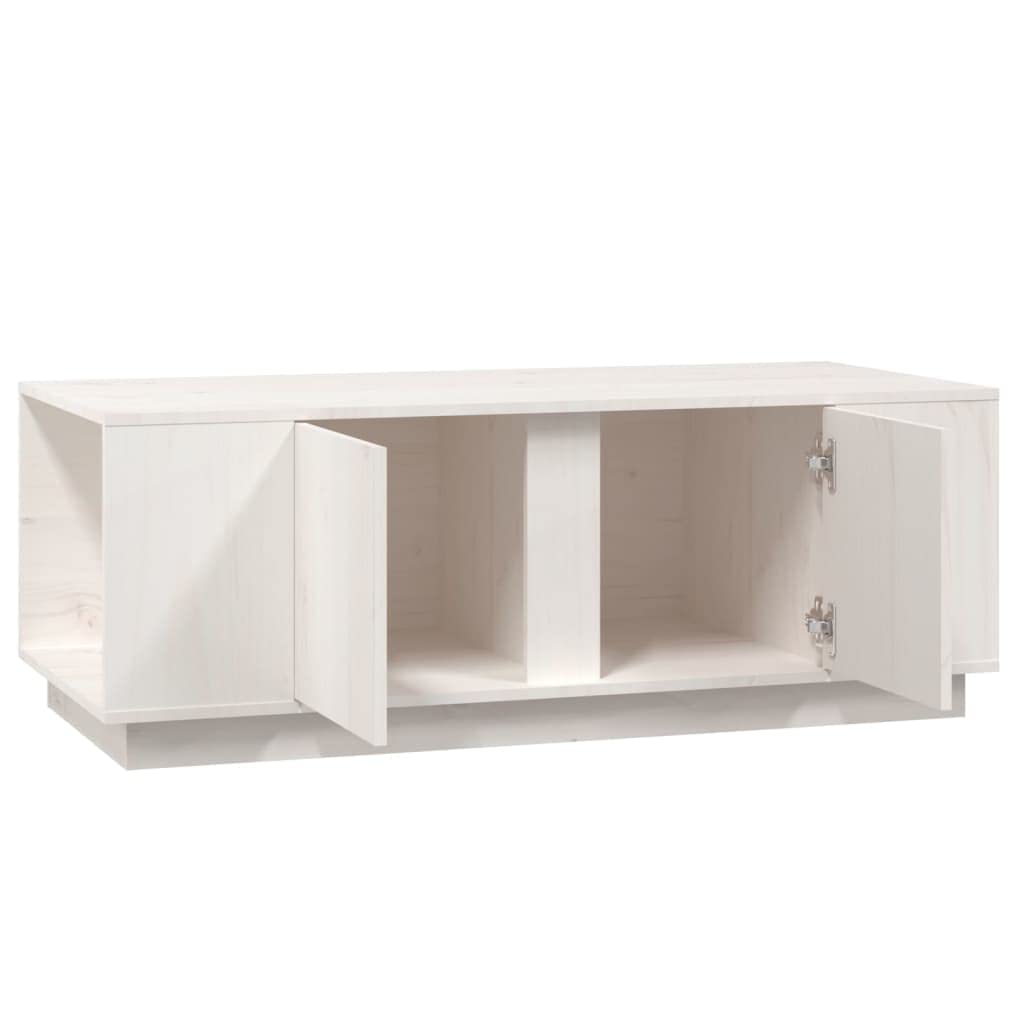 Fengshui Stolik kawowy biały 110 x 50 x 40 cm lite drewno sosnowe