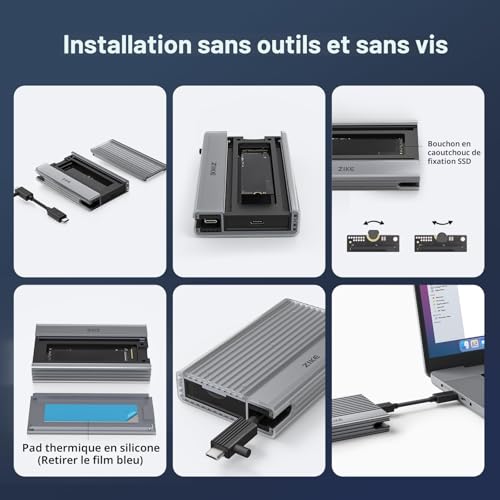 Boîtier SSD M.2 NVMe 40 Gbps ZIKE Z666 compatible Thunderbolt 4 - 6