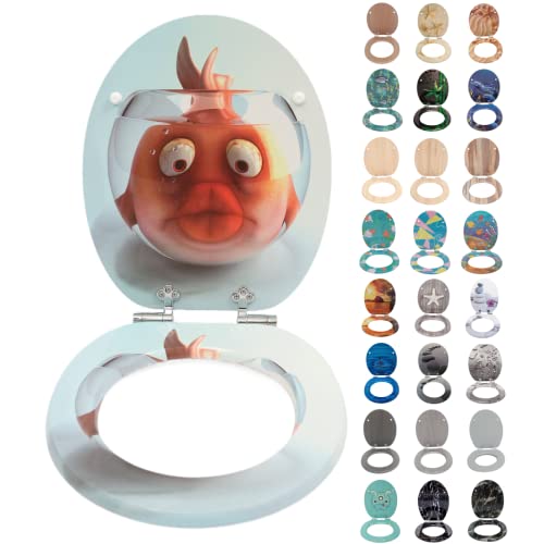 SINOBATH,Sedile WC - Copriwater Universale di alta qualità in legno, tanti motivi colorati, seduta comoda, facile da montare con istruzioni di montaggio