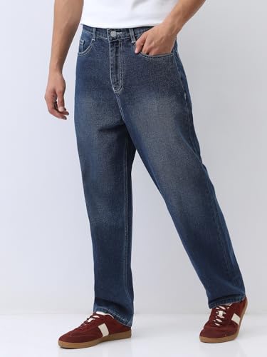 Image of Urbano Fashion Men's Loose Baggy Fit Washed Jeans Non-Stretchable