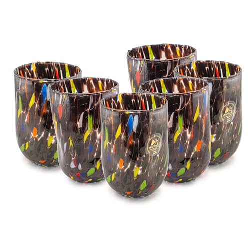 MurArt 6 Bicchieri di Murano Set da 6 Bicchieri da Acqua da 400ml in Vetro Soffiato a Mano in Lavorazione Artigianale Collezione Eleganza Made in Italy