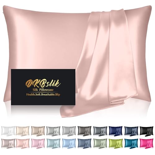 Image of Mulberry Silk Pillow Cases King Size, Silk Pillowcase for Hair and Skin, Anti Acne Cooling Sleep Both Sides Natural Silk Satin Pillow Case Covers with Hidden Zipper, Gifts for Women Men, Coral