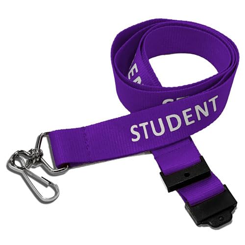 School Badges UK Student Lanyard with safety breakaway multiple colours 10 pack (Purple)