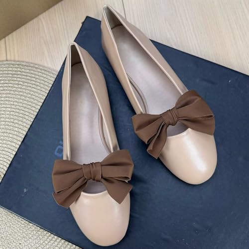 Stunner Round Toe Bowtie Ballets Flats for Women Slip on Wedding Dressy Ballerina Bowknot Working Flat Shoes2