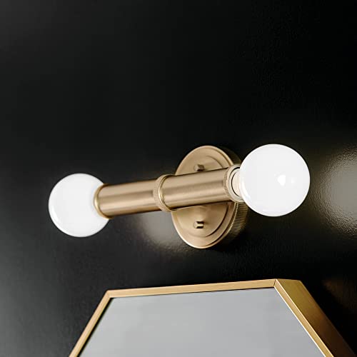 Image of Kichler Torche 2-Light Wall Sconce, Modern Light in Champagne Bronze, Damp Rated, Mount Horizontally or Vertically, for Entryway, Fireplace, Bed, Vanity, Hallway (9.75 inch x 5 inch), 55159CPZ