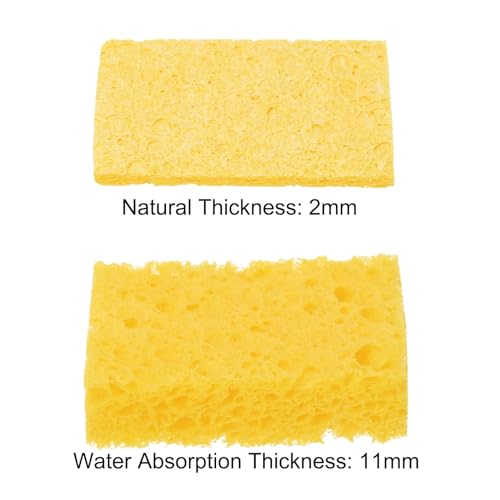 Image of MECCANIXITY 40PCS Soldering Sponge 50 x 35mm Rectangle Deep Yellow Cleaning Pad Welding Tip Iron Replacement for Cleaning Soldering Iron 2mm Natural Thickness 11mm Water Absorption Thickness