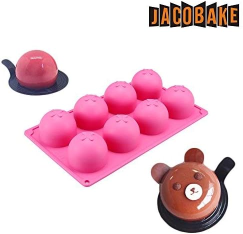 Jacobake 8-Cavity Ball Shape Silicone Mold - Easy Baking Tools for Mousse Cake Chocolate Dessert Ice Cream Bombes - Nonstick & Easy Release - BPA free Food Grade Silicone