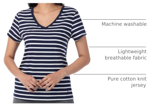 Image of Nautica Womens Sleep Shirt - Lightweight, Breathable Pajama Top - Cotton Knit Jersey V-Neck Sleepwear and Loungewear
