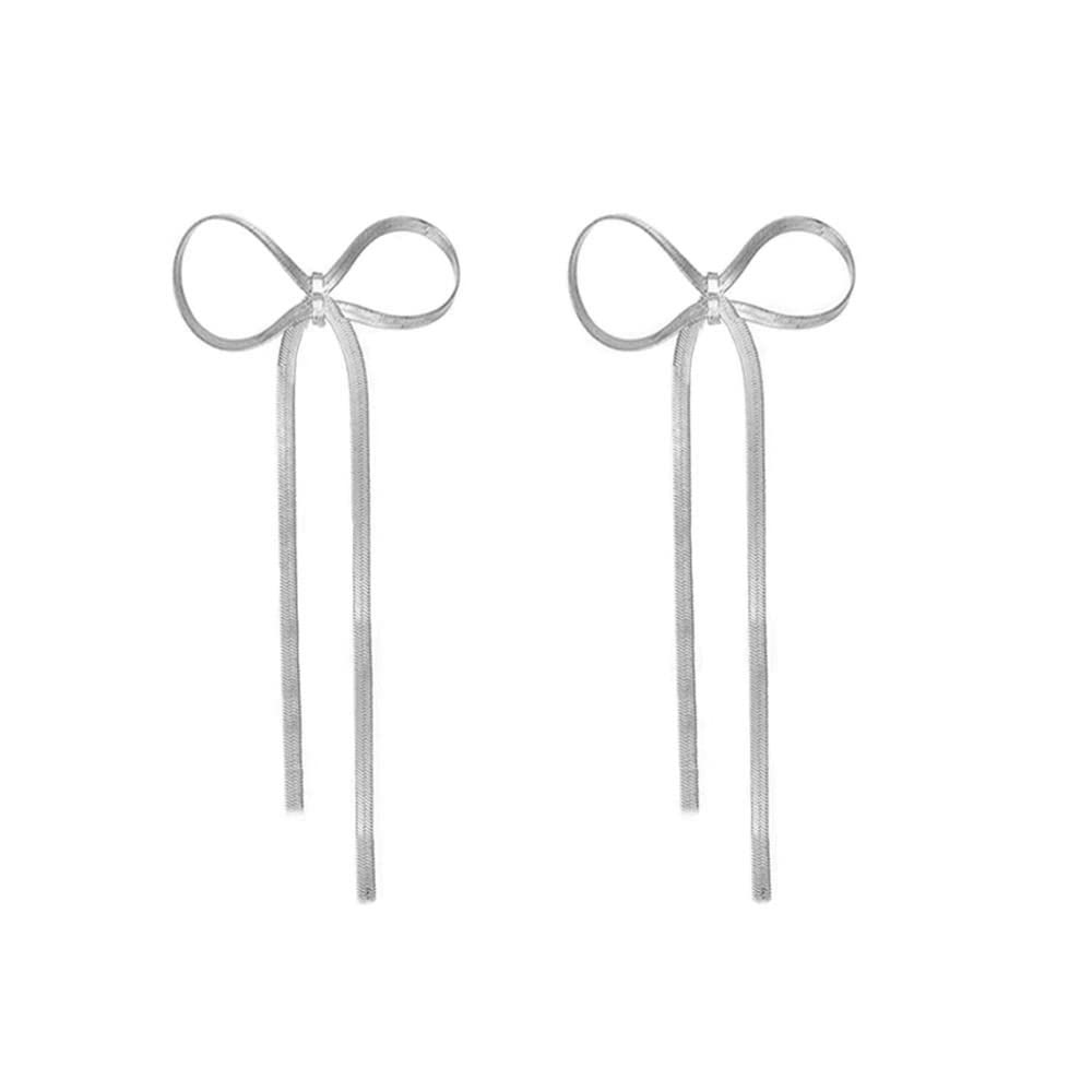 Bow Drop Dangle Earrings for Women Long Tassel Chain Earrings Wedding Statement Earrings