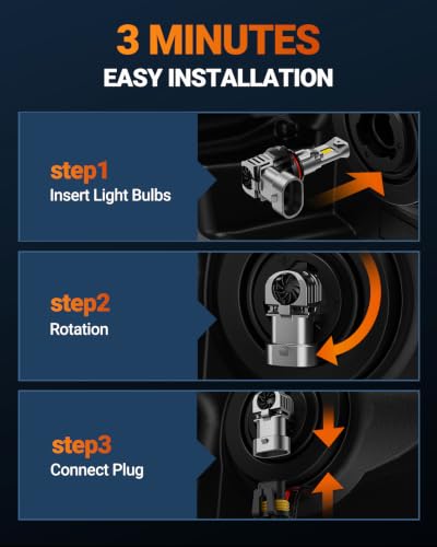 Image of SEALIGHT 9012 LED Fog Headlight Bulbs, 40000LM 10X Brighter 6500K Cool White, 1:1 Size IP68 Waterproof with Cooling Fan, 10+ Years Lifespan Pack of 2